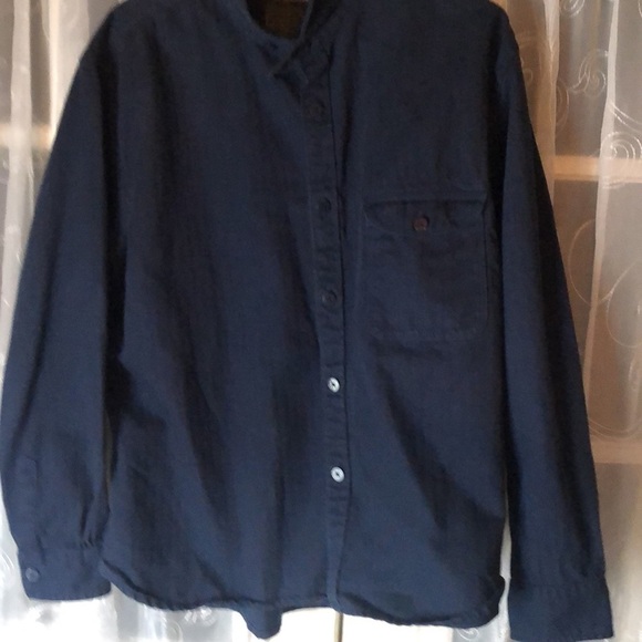 HAN KJOBENHAVN 8114 Military Button-Down Heavy Denim Shirt Men’s XL Navy Blue - Picture 9 of 12